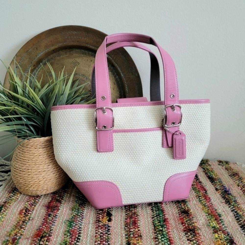 Coach Pink Raffia Handbag